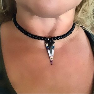 Black onyx choker with pendant